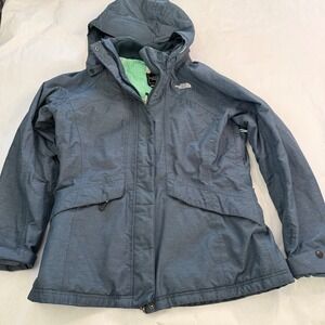 The North Face HyVent Blue Gray Womens Insulated Ski Snowboard Jacket Hooded L